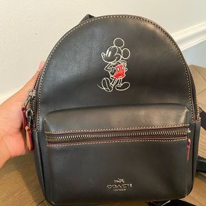 EUC - Coach Disney Black Leather/Nylon Small Mickey Backpack